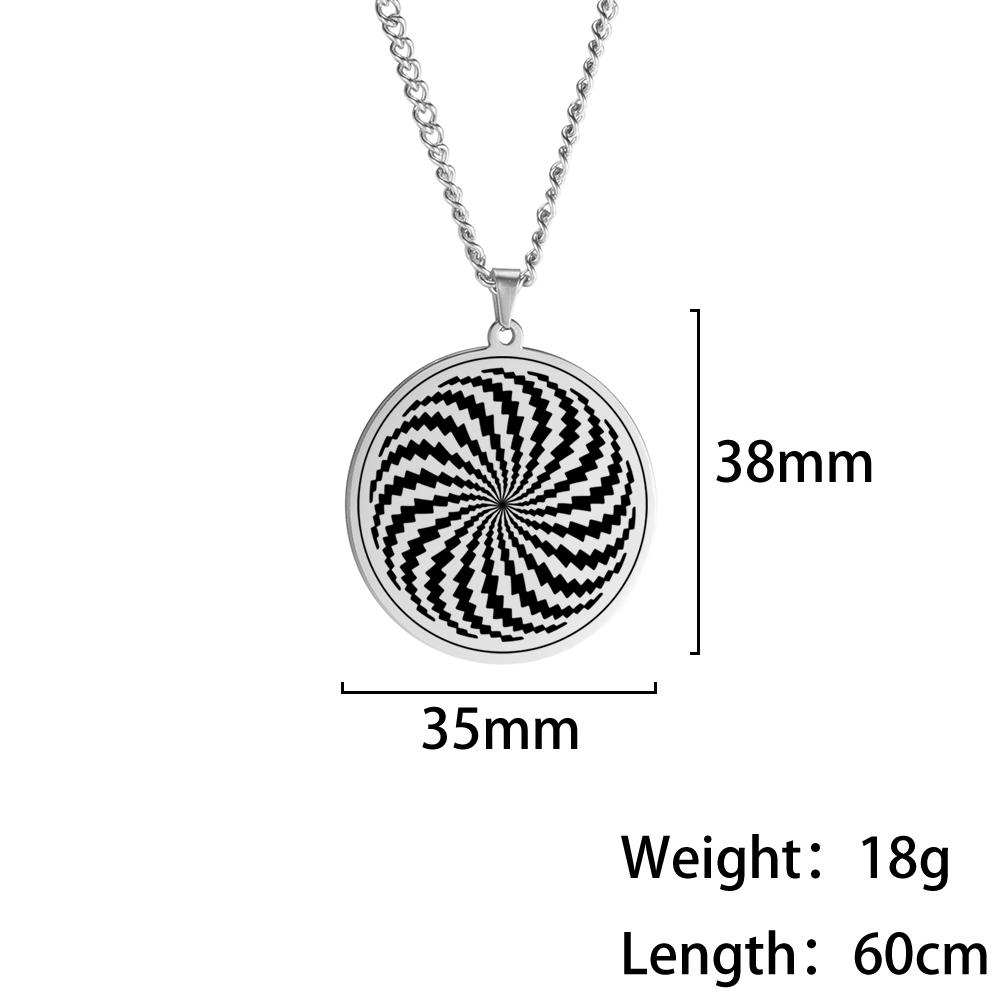 Dawapara The Illusion of Amulet Pendant Necklace Geometric Hypnosis Talisman Stainless Steel Jewelry Gift for Men Women