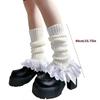 Mädchen Lolita Rüschen Gehäkelte Beinwärmer Gestrickte Beinärmel Goth Häkeln Knöchel Haufen Socken JK Uniform Fußabdeckungen Weiß