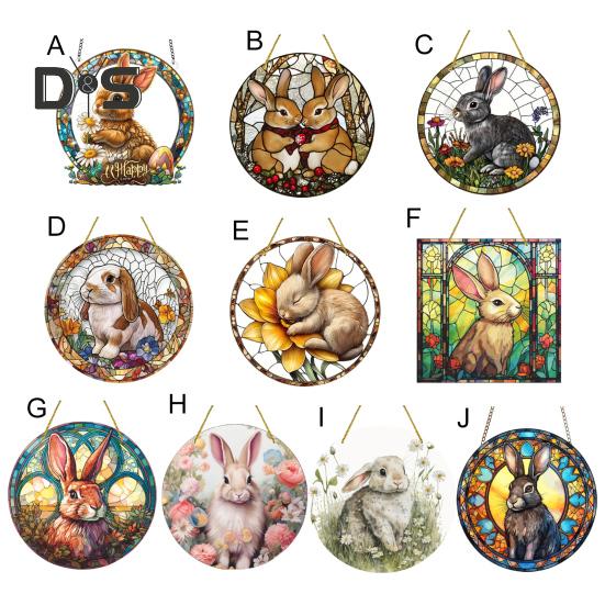 Osteranhänger zum Aufhängen, Dekoration mit Umhängeband, einfach aufzuhängen, Kaninchenmuster-Design, breite Anwendung, Fenster-Acryl-Anhänger