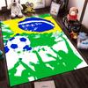 Fußballteppich inspiriert von der brasilianischen Flagge mit grünem, gelbem und blauem Design, geeignet als Antirutsch für Wohnzimmer, Schlafzimmer, Sofas