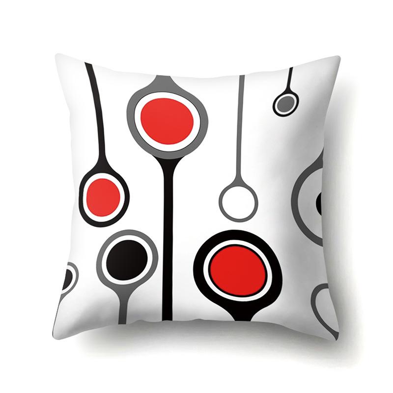 Polyester Pillow Case Car Black and Red Geometric Circle Lines Decorative Home Print Pillow Bedside Cushion Cover