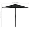 Aluminum Mast Sun Umbrella 270 X 246 Cm Black