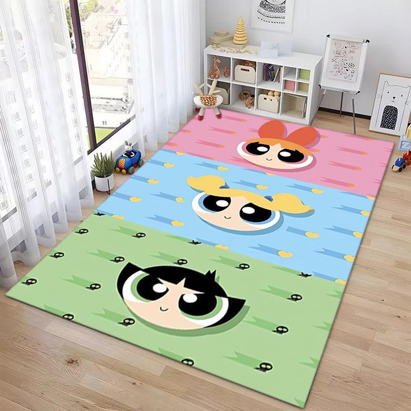 1Pc The Powerpuff Girls Printed Rectangle Carpet, Home Door Mat, Outdoor Travel Protection Carpet A7