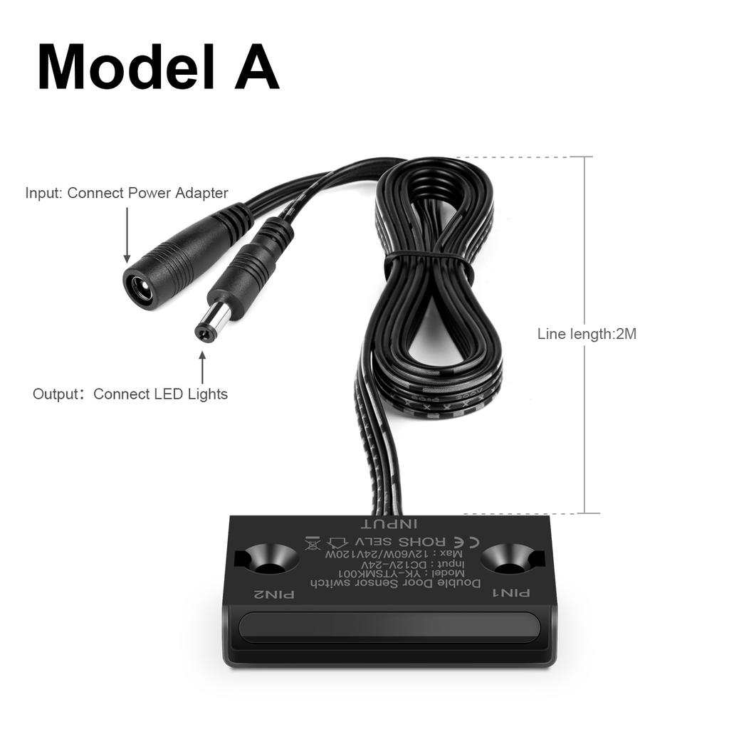 24V 12V DC Light Switch Double Door Open Control Motion Sensor Switch for Closet Cabinet LED Strip DC or Dupont Interface