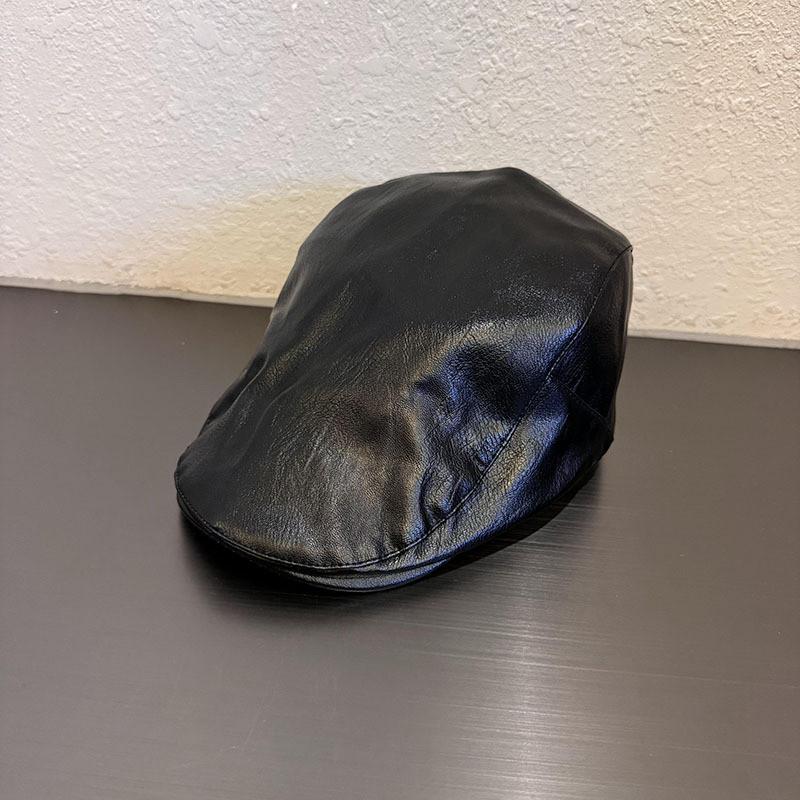 Pu Leather Black Beret Hat For Women With Sunshade And Warmth For Autumn Winter Fashion