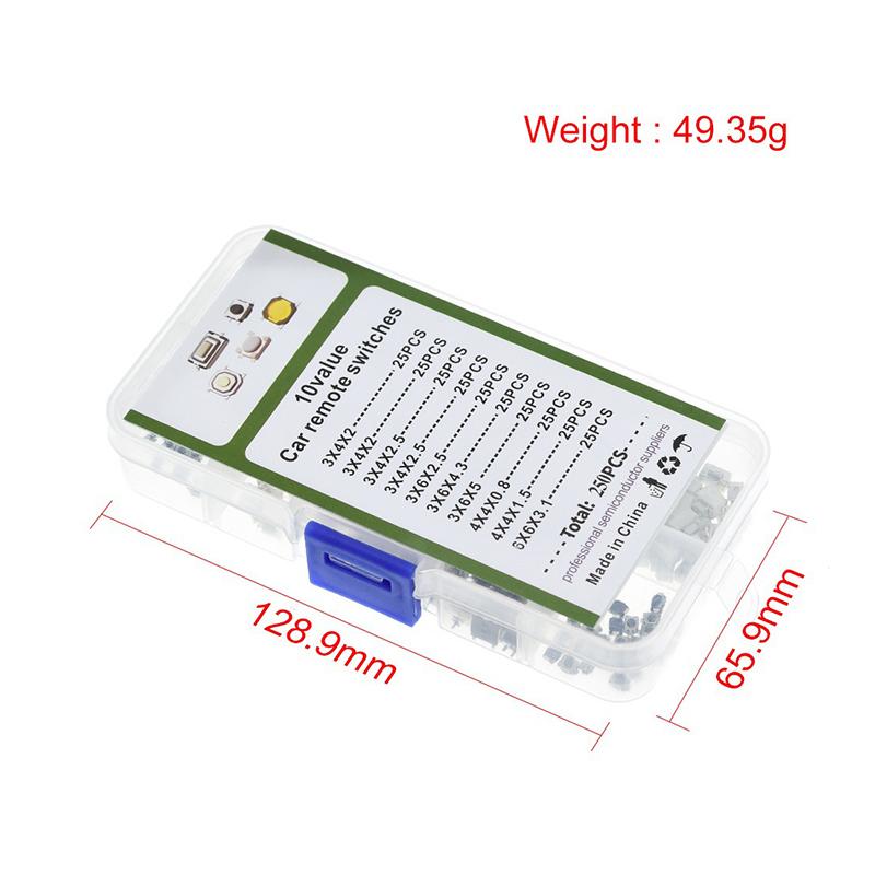 100/250pcs Car Switch Button 10 Types Car Remote Control Tablet Actile Push Buttones Switches Car Keys Button Touch Microswitch