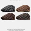 HT4978 Berets Autumn Winter Cap for Men Women Retro Artist Painter Plaid Beret Hat Male Female Ivy Flat Cap Adjustable Beret Cap