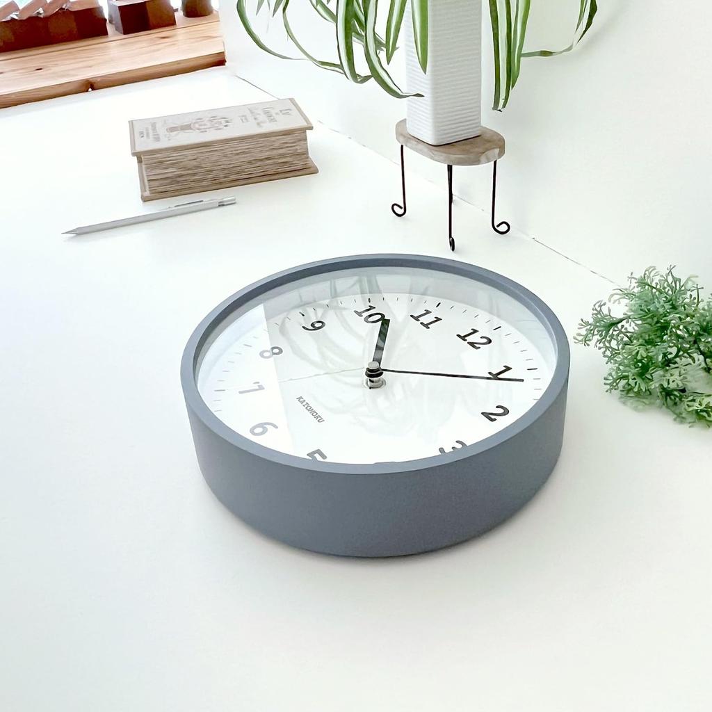KATOMOKU Plywood Clock 13 Gray Wall Clock with Continuous Second Diameter km-84GRRCS Hand, 20.2cm (SKP Radio-controlled Clock)