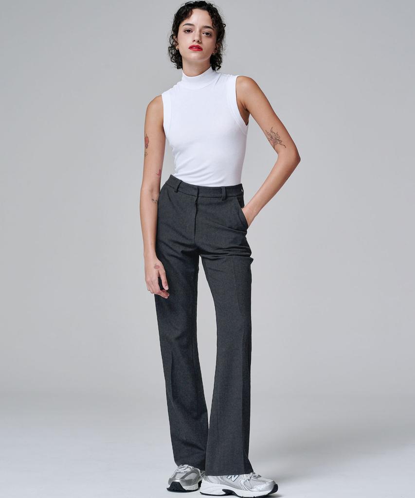 MALOUPE 2131 Stretch Slim Bootcut Pants (Dark Gray)