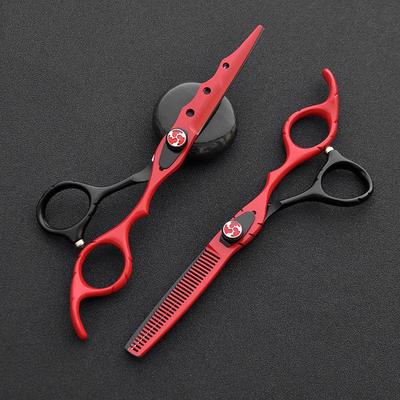 Barber Scissors Set Black Red, Widened Design, Swivel Adjustment, Sharp Barber Scissors