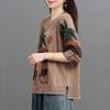 Cotton Sweater Women Plus Size Autumn Loose Round Neck Retro Printing Sweater Comfortable and Versatile Elastic Knit Sweater