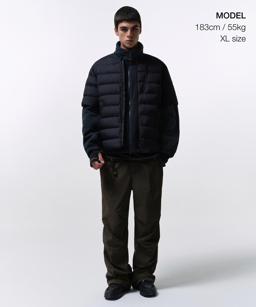 Musinsa Standard [City Leisure] Round Neck Short Sleeve Light Down Jacket [Navy]
