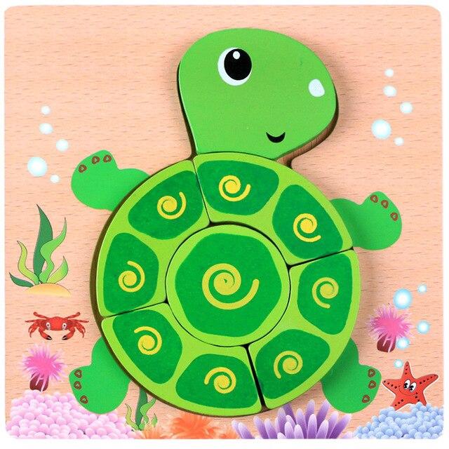 Baby High Quality 3D Wooden Puzzles Educational Cartoon Animals Early Learning Intelligence Puzzle Game Toys For Children