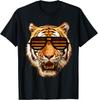 Real Cool Tiger Birthday Tee for Boy with Striped Sunglasses T-Shirt