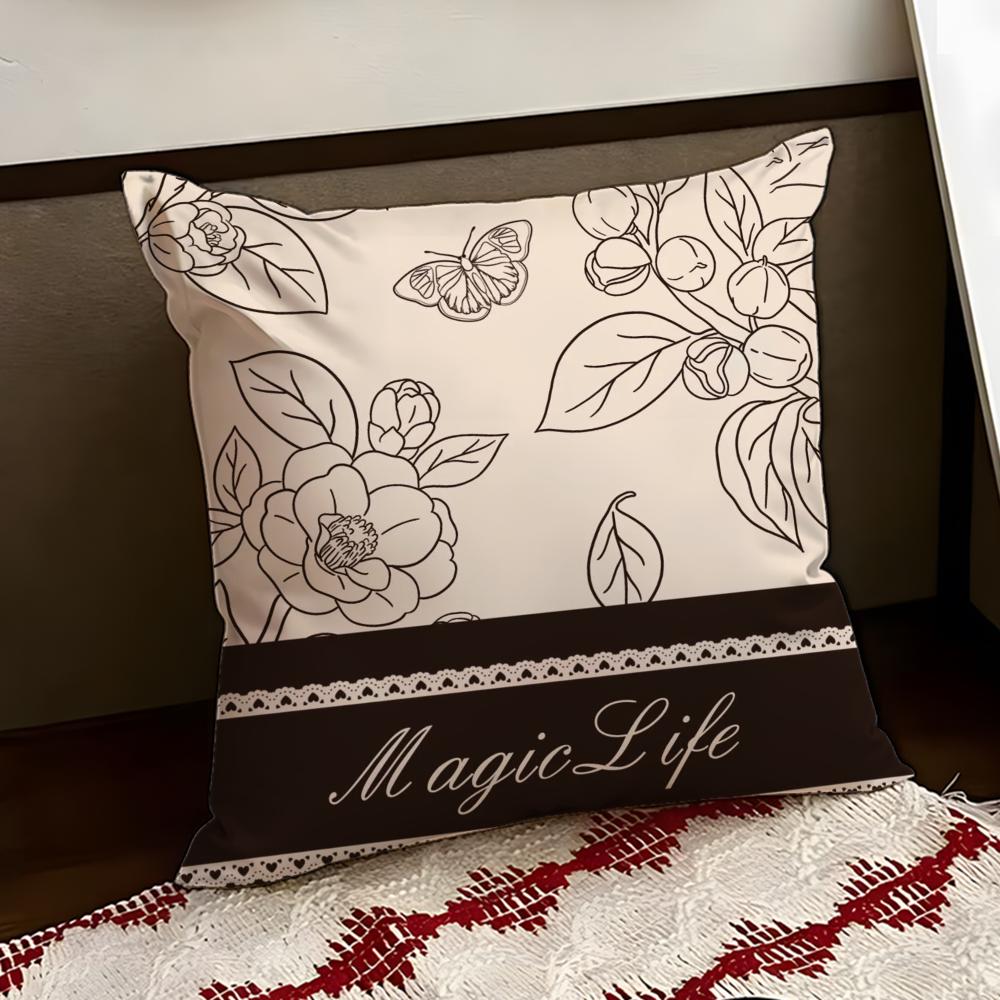 Beautiful Retro Flowers Cushion Cover Reversible Soft Durable Pillow Cover Home  Car MultiScene Use for Daily Comfort