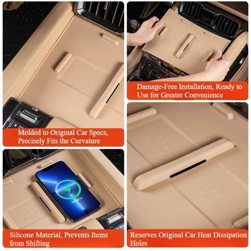 For BYD Leopard 8 2024 2025 Car Center Console Silicone Charging Station Mat Wireless Charge Pads Protector Anti-skid