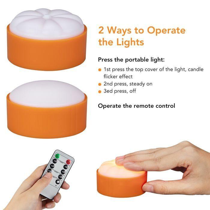 Bougie LED - AIMOONSA - Jack-O’-Lantern - Effet flamme scintillante - 16 couleurs RGB/RGBW - Télécommande & minuterie
