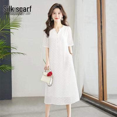 Women's Casual Elegant Short Sleeve A-Line Midi Dress