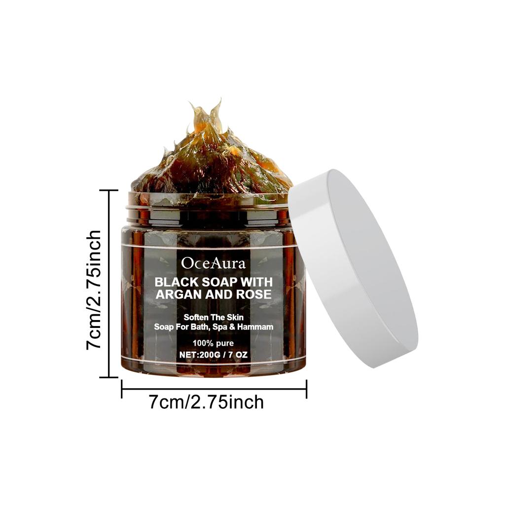 Schwarze Beldi Seife mit Argan und Rose Feuchtigkeitsspendend Reinigend Tiefenreinigung Weichmachend