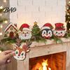 Solid Wood Holiday Decorations Christmas Wooden Vintage Sign, Rustic Table Ornament, 2D Santa Claus Home Party Supplies Snowman Penguin Desktop