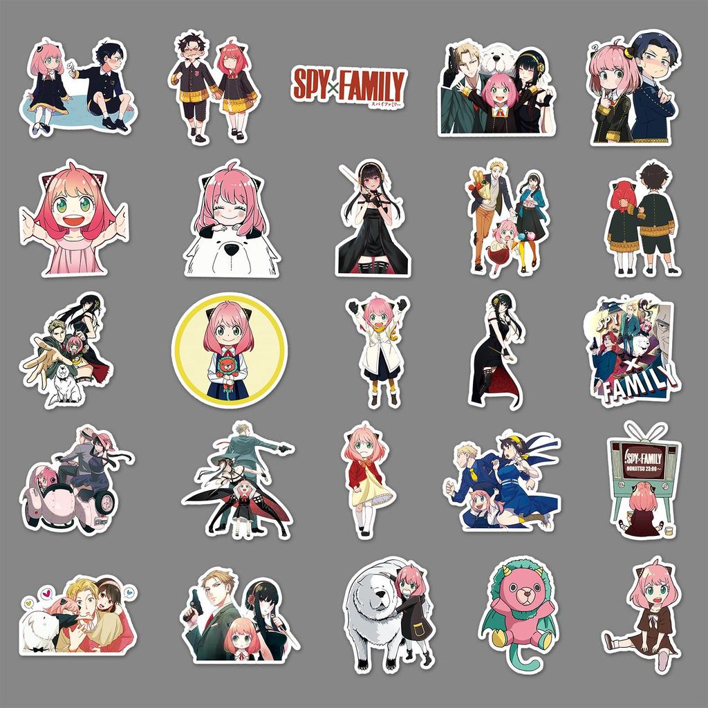 50 Sheets of SPY X FAMILY Anime Graffiti Stickers for Phone Cases & Suitcases