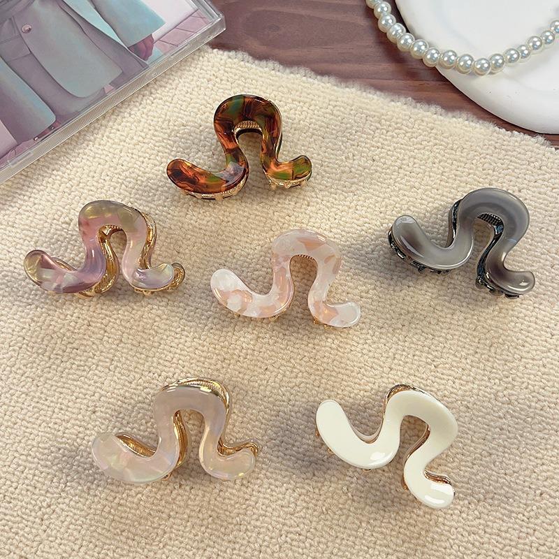 1pc Fashion Retro Wave Shaped Hair Claw Clips Accents Multiple Chic Colors Perfect for Trendy Styling Y2K Inspired Hair