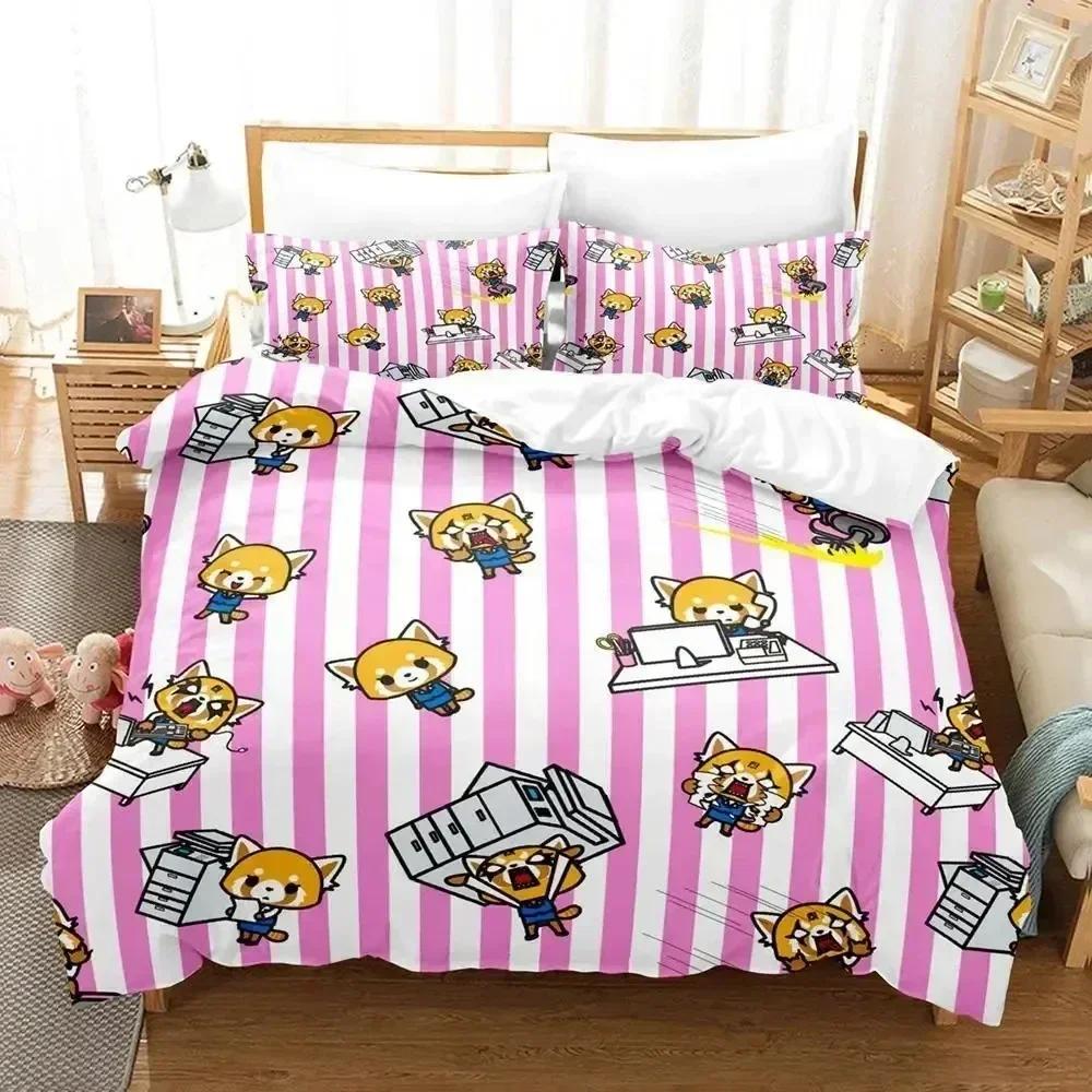 3D Print Cartoons Aggretsuko Bedding Set Duvet Cover Sheet Printed Bed Set Pillowcase Bed Full Queen King Size Comforter Bedroom