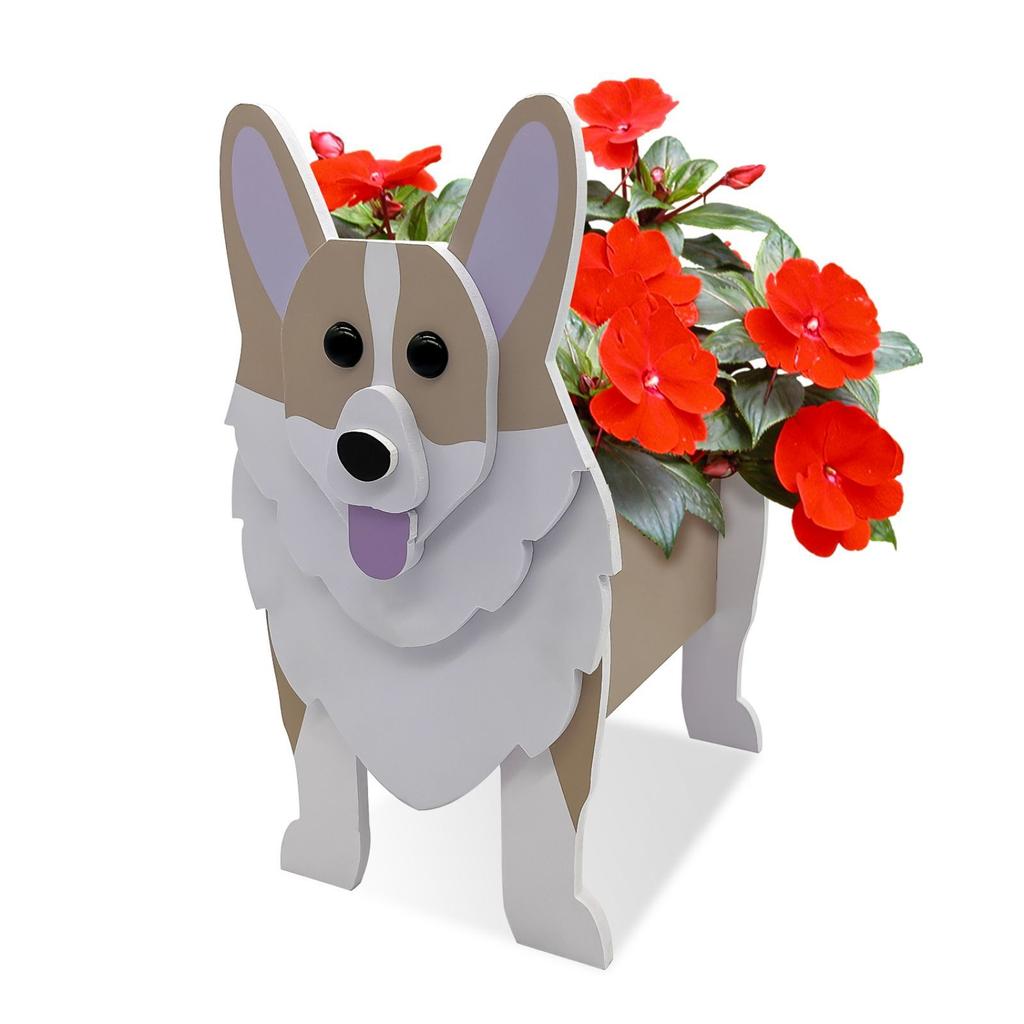 Garden Flower Pot Dog Planter Schnauzer Bulldog Poodle Corgi Yorkshire Garden Pots DIY PVC Flower Planter Garden Home Decor