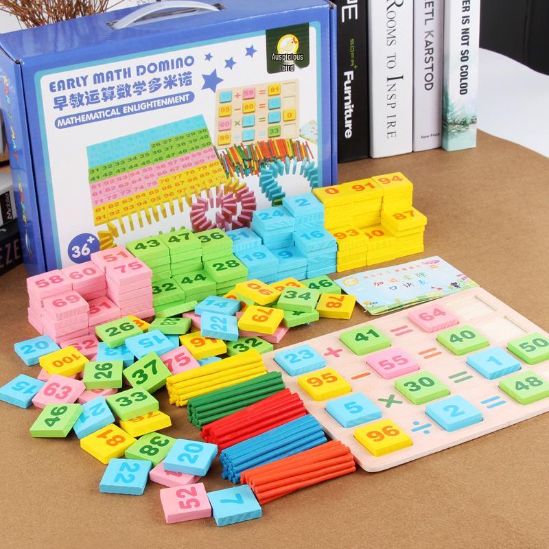Wooden Digital Arithmetic Rod Set - 100 Pieces for Primary School Math.