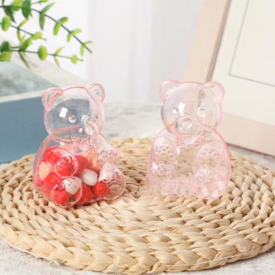 2 Pcs Cute Bear Shaped Candy Boxes Clear Fillable Treat Containers Reusable Holiday Candy Gift Box for Bridal Shower Wedding Christmas Party Favors