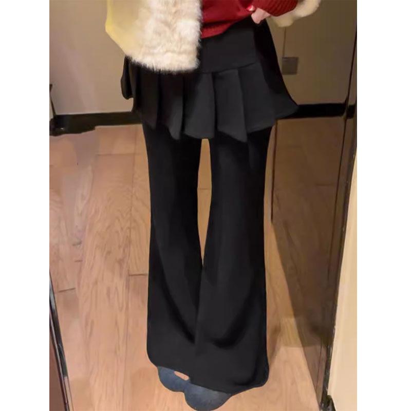 

Korean Style Layered Two-Piece Micro-Flare Skirt Pants with Plus Velvet for Women (2026) M (95-110 lbs)