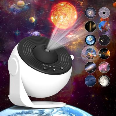 Galaxy Star Projector Night Light with 13 Films, USB Powered Adjustable Focus Mood Lamp for Bedroom Home Decor