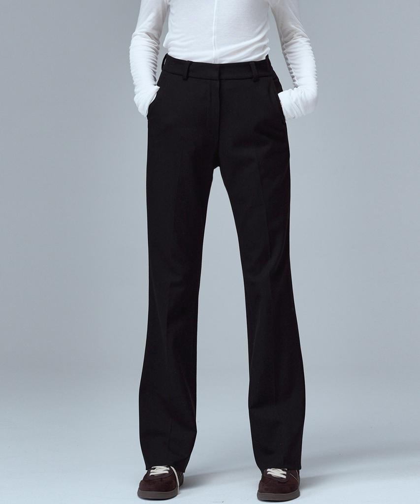 MALOUPE 2138 Brushed Stretch Slim Bootcut Pants (Black)