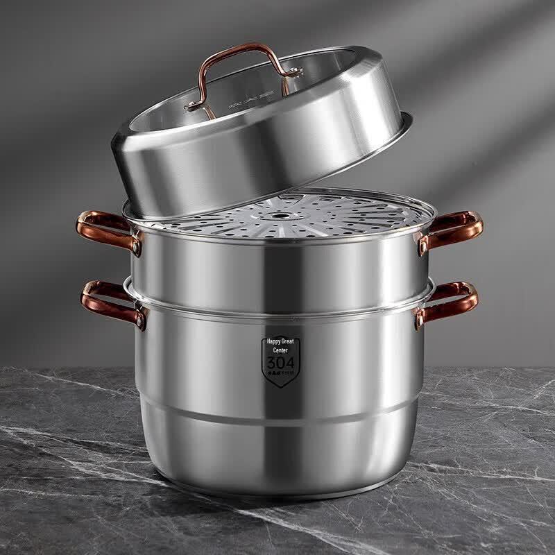 COOKER KING 304 Stainless Steel 3-Layer Steamer