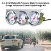 Kit misuratore triplo da 52 mm, misuratore di pressione dell'olio, misuratore di temperatura dell'acqua Fahrenheit, 3 in 1, voltmetro