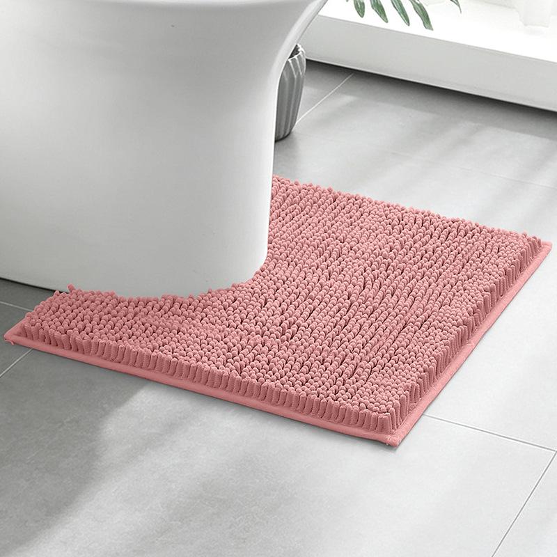 Toilet Mat U-Shaped Bathroom Carpet Bathroom Non-Slip Luxury Chenille Bath Mat U-Shape-Ultra Soft Absorbent Plush Carpet Washable Quick Dry