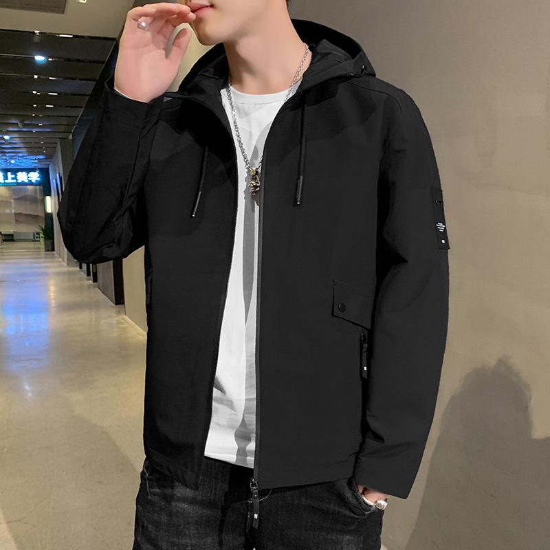 Hooded Jacket Men's Spring and Autumn Korean Trend Jacket Male Student Youth Casual Top Jacket