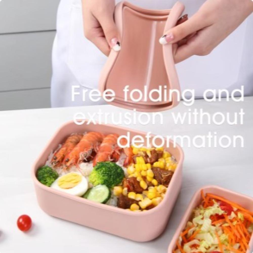 Silicone Lunch Box 3 Size Fresh-keeping Case Reusable Lunch Container  Students Adult