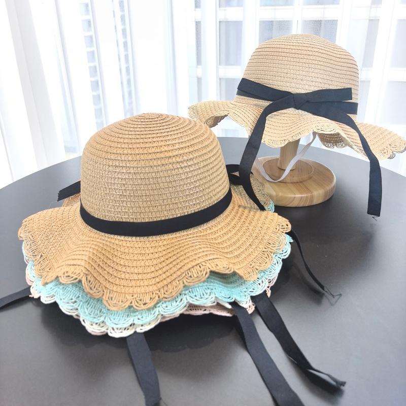 Kids Sun Hat Girls Summer New Straw Bag Cap Set Baby Travel Sun Protection Beach Hats Sun Fisherman Hat