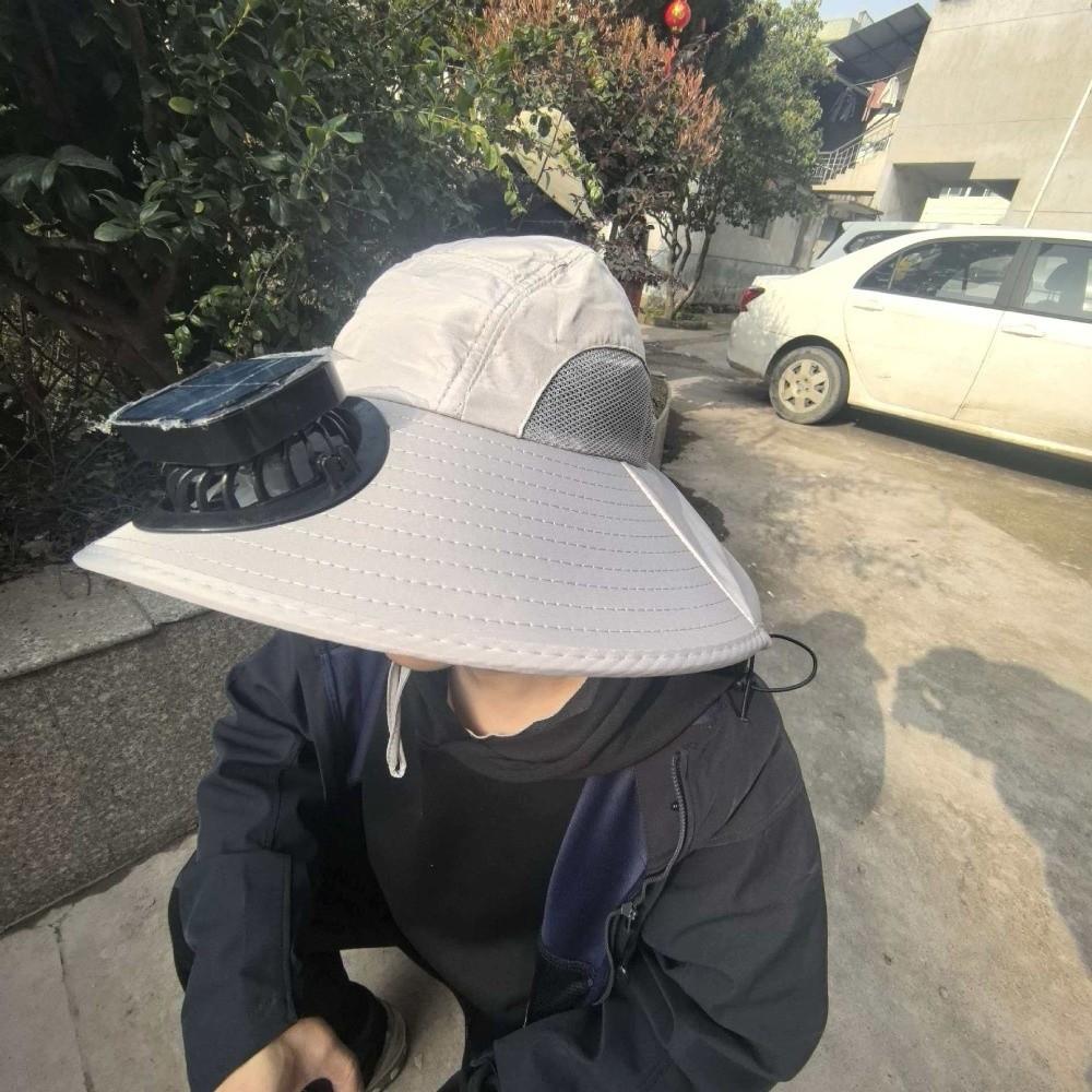 Breathable Sun Hat with Fan Strong Wind Summer Fan Visor Cap Fishing Bucket Hat Outdoor Travel