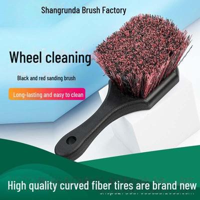 Long-handled Car Wheel Tire Cleaning Brush with Thick Bristles for Steel Rims