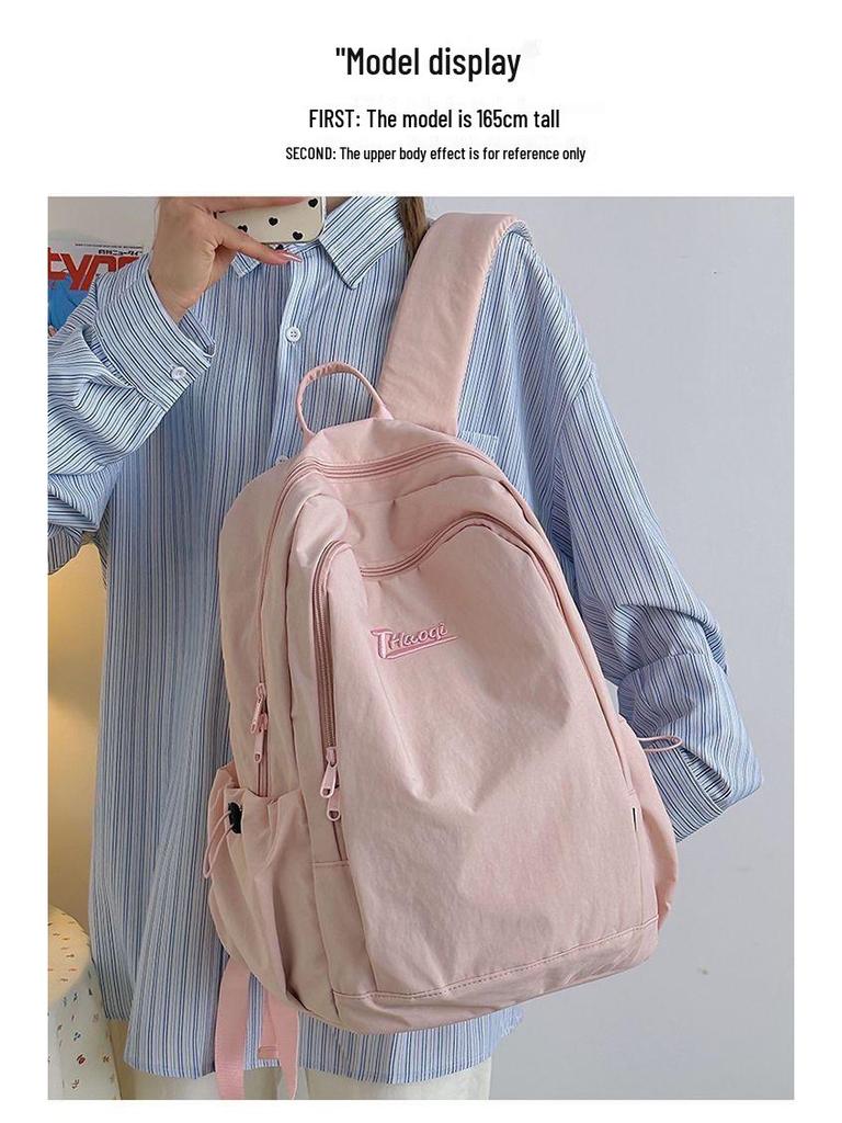 Korean Style Lightweight Backpack - Versatile Solid Color for Students and Women