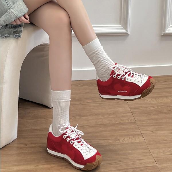 Sheepskin version~ Genuine leather retro thick-soled inner height-increasing Forrest Gump shoes women's versatile casual sports shoes German trainin