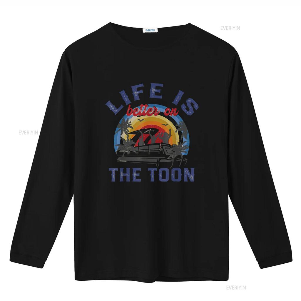 Womens Life Is Better On The Toon Funny Pontoon Boat Boating T Shirt Black 2XL vintage Washed Unisex homme Slightly Casual