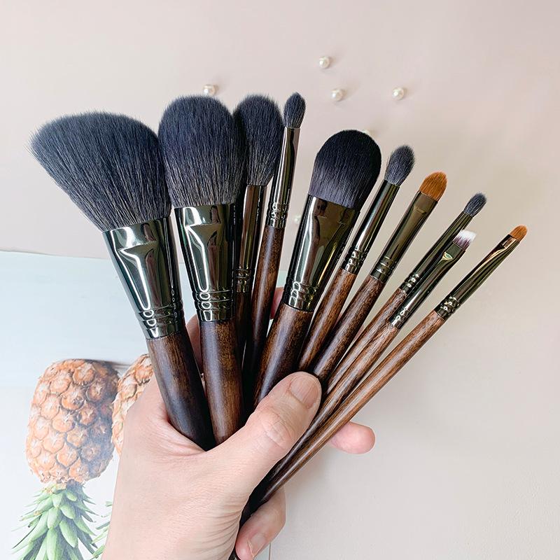 Animal Hair Makeup Brush Set: Contour, Blush, Highlight, Eyeshadow, and Blending Brushes
