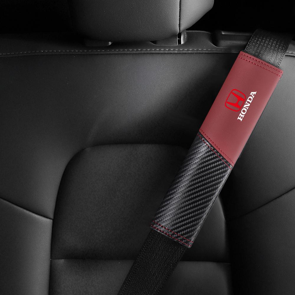 BDN3 2pcs 3D Car Carbon Fiber Seat Belt Protector Cover Pads Decoration Accessories For Honda Civic 10th 11th Gen Hrv Jazz Fit Accord