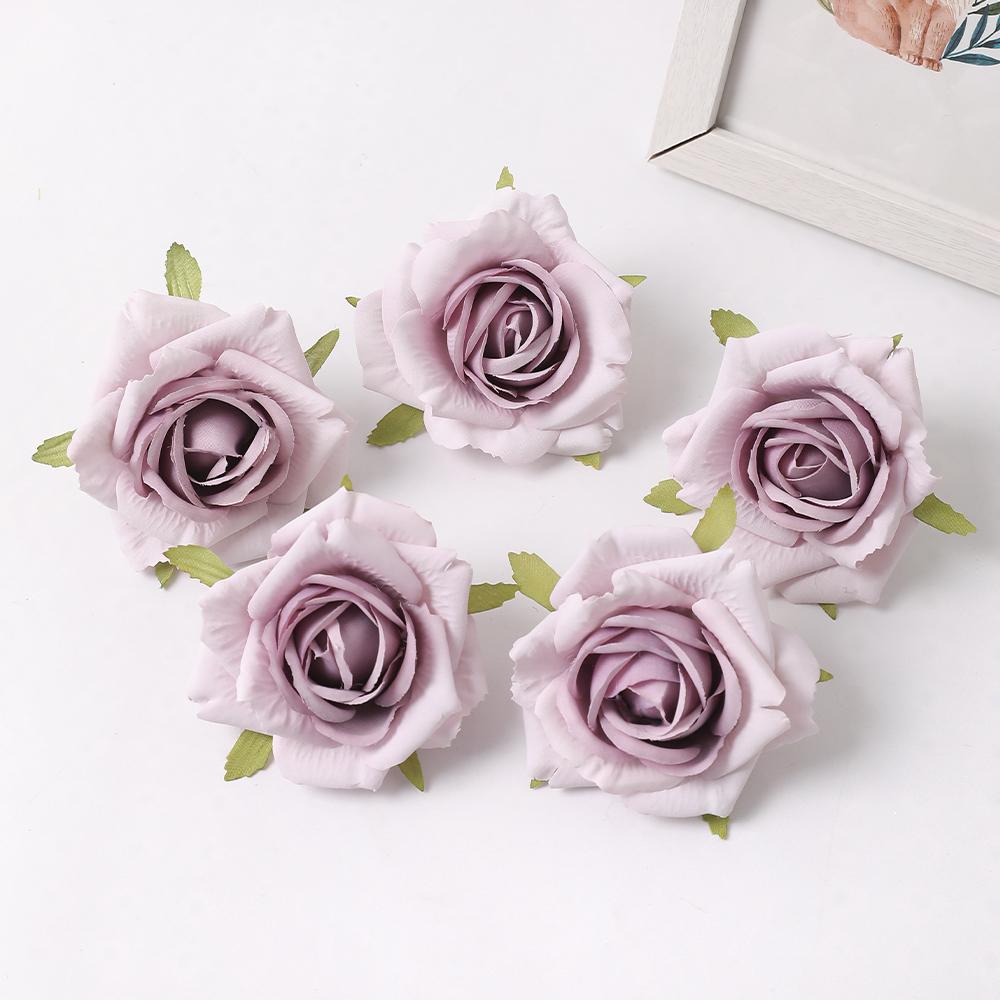 

5/10Pcs 7cm Silk Rose Artificial Flower Silk Home Room Decoration For Wedding Brides Decortion DIY Craft Gift Accessories 5Pcs фиолетовый