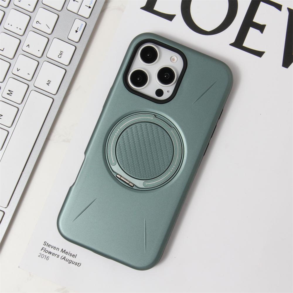 Wireless Charging Strong Magnetic 360° Rotating Ring Stand PU Leather Phone Case For iPhone 17 16 15 14 13 12 Pro tective Case