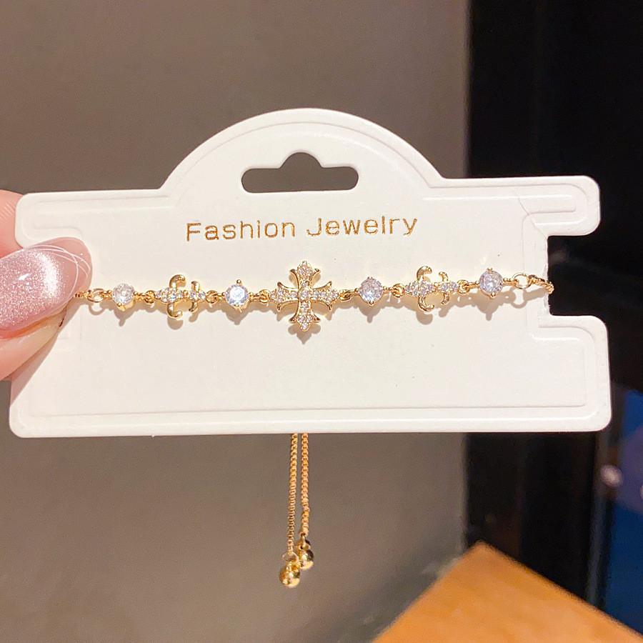 Required Zircon Iris Cross Bracelet Fashion Gold Women Jewelry For Gift Giving