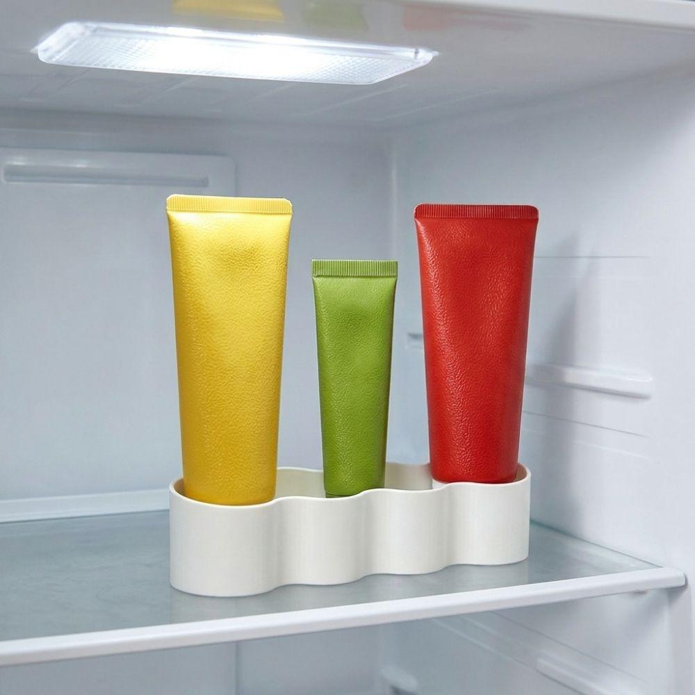 1 Slots Sauce Tube Storage Holder Wave Shaped 1D Printing Ketchup Tube Fixing Shelves Plastic Prevent Sauce Tipping